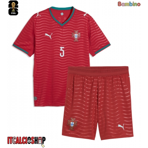 Portogallo Diogo Dalot #5 Prima Maglia Bambino Mondiali 2026 Manica Corta (+ Pantaloni corti)